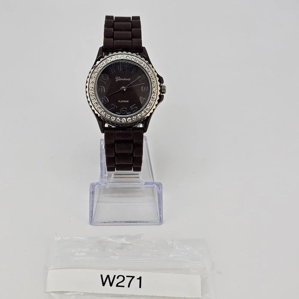 38MM Women's Watch Dark Brown‎ Dial Dark Brown Plastic Bands NEW Battery
